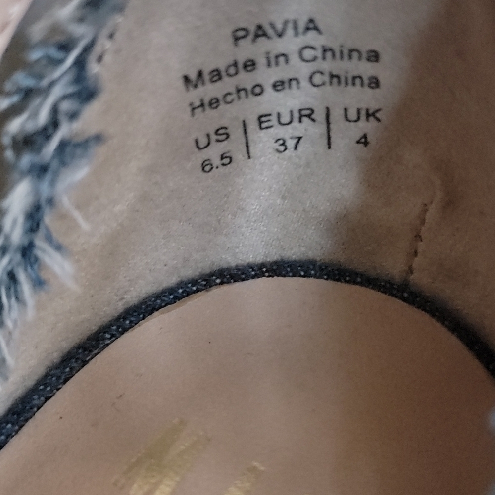Mix No 6 Distressed Denim Peep Toe Stilleto Sandals Size 6.5 - Picture 5 of 10